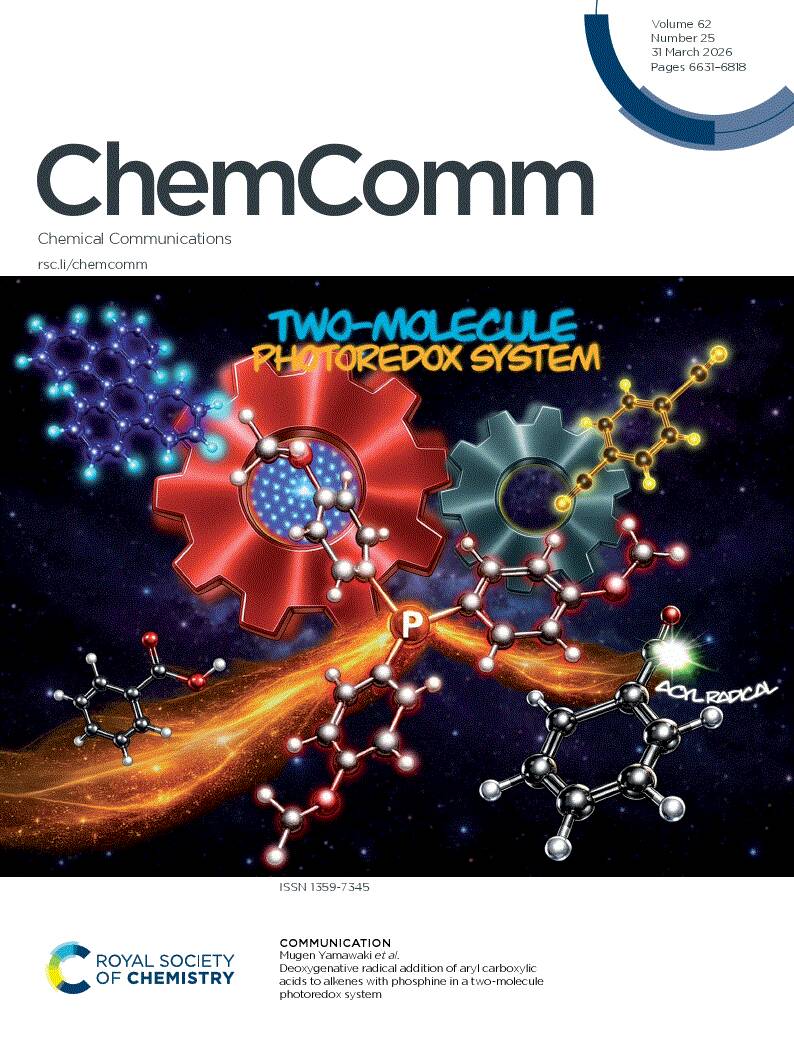 Journal cover of "Chem. Commun. (2026) 62 (25)"